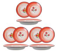 Hemoton Lot de 9 assiettes vintage en émail - Assiettes à fruits en émail - Assiettes à salade vintage - Plateaux de service en émail - Motif aléatoire