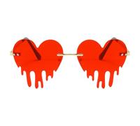 HEMOTON Lunettes de Soleil Créatives en Métal Rouge Forme Cœur, Légères et Élégantes, pour Fête été Plage ou Festivals comme Halloween