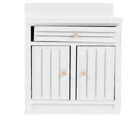 HEMOTON Maquette de Table de Cuisson Miniature en Bois Blanc 1 Pièce, Meuble D’Armoire pour Maison de Poupée, Décoration Cuisine Miniature, Accessoire pour Collection de Mini Meubles