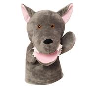 HEMOTON Marionnette à Main Loup en Peluche Grise 30 Cm, Éducatif Interactif pour Garçon et Filles, Modèle Animal de Simulation, Peluche Animale Créative pour Conte et Jeu de Rôle