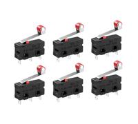 HEMOTON Micro-interrupteur Spdt 12pcs 250v 5a Levier à Galet Noir, Action Momentanée, Plastique et Métal, pour Commandes Industrielles
