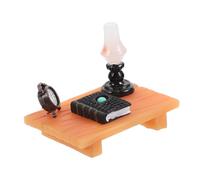 HEMOTON Miniature Bureau et Ensemble de Modèle de Bureau Écrit DIY avec Réveil et Lampe pour Décoration de Maison de Poupée