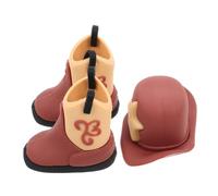 HEMOTON Miniature Cowboy Boots and Hats Set Western Themed Cake Toppers for Boys Birthday Party and Shower Decorations Charming Home Decor Party Favors