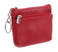 HEMOTON Minimalist Leather Wallet for Women with Keychain Compact Front Pocket Card Holder and Coin Purse Travel Money Organizer in