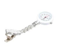 HEMOTON Montre de Poche à Quartz Infirmière Fleur Blanche en Alliage, Clip-on Rétractable, Cadran Facile à Lire, pour Chefs et Étudiants, Environnement de Travail sans Montre-Bracelet