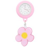 HEMOTON Montre De Poche Infirmière à Clip Quartz, Montre Portable Lumineuse, Design Cartoon Rose à Fleurs, pour Personnel Médical, Usage Quotidien en Milieu Hospitalier, Format Compact