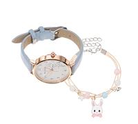 HEMOTON Montre Garçon Fille avec Bracelet Lapin Cartoon Léger et Confortable pour Étudiants Montre Éducative Facile à Lire pour Filles