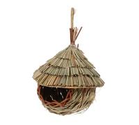 HEMOTON Nichoir Suspendu Paille Naturelle pour Oiseaux Maison Décorative Herbe Tissée Main pour Perroquets et Inséparables Abri Extérieur Unique et