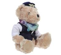 HEMOTON Ours en Peluche Hôtesse de L’Air Doux 25 CM Bleu Poupée D’Hôtesse de L’Air Mignonne Marionnette D’Ours pour Jeu D’Imagination et Décoration Présent Original Fête et Noël