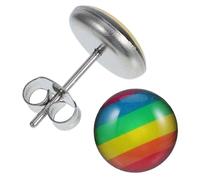 HEMOTON Paire de Boucles D’oreilles Goujon en Acier Inoxydable 2 X 1 Cm, Boucles D’oreilles Colorées Arc-en-ciel pour Femmes et Hommes, Bijoux Gay Pride et Lesbiennes, Accessoires