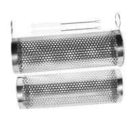 HEMOTON Panier à Griller Ronde Acier Inoxydable pour Barbecue Accessoire de Grillade Extérieur avec Couvercle Hinge et Ventilation Ajustable pour Bbq et Pique Niques