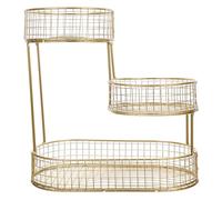 HEMOTON Panier de Comptoir Cuisine en Fer Doré à 3 Niveaux, Design Multilayer Simple et Élégant pour Rangement Séparé des Fruits et Légumes, Gain de Place pour Salon Cuisine