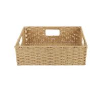 HEMOTON Panier de Rangement Beige Panier à Articles Divers Poignée en Rotin Tressé Pratique et Léger pour Maison et Bureau