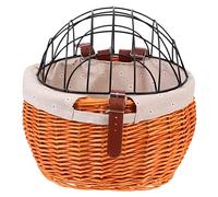 HEMOTON Panier De Vélo en Rotin Tissé avec Couvercle pour Animaux De Compagnie Panier De Courses en Rotin Tissé Panier en Osier pour Chiens pour Animaux De Couleur Aléatoire