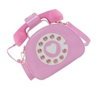 HEMOTON Paquet à Main Bandoulière en Pu Rose, Forme Téléphone Rétro, Sangle Détachable et Couture Lisse, Paquet Pratique et Confortable pour Courses ou Sorties