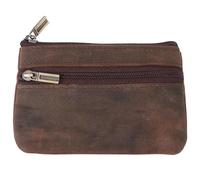 HEMOTON Paquet à Main pour Homme Vintage en Cuir de Première Couche Fermeture Éclair, Mini Paquet Pratique pour Cartes de Visite et Monnaie, Présent pour Anniversaire