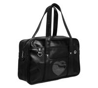 HEMOTON Paquet D'ordinateur en PU Noir, Grosse Capacité, Style Japonerie | Mallette de Grosse Capacité, Protection Imperméable, Bandoulière Confortable, pour École et Voyage