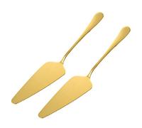 Pelle à 2 pièces Couteau à gâteau de mariage et pelle à Support à Trancheuse à triangulaire avec lame fine dentelée Doré