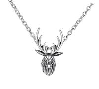 HEMOTON Pendentif de Cou Cerf en Acier Titane Collier Délicat Chaîne O Simple Style Rétro Unisexe Bijou pour Femmes et Hommes Présent de Noël Élégant