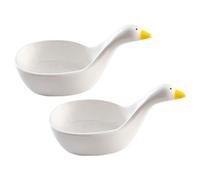 HEMOTON Petits Plats à Sauce Légers et Faciles à en Céramique Blanche Lot de 2 Design Cartoon pour Desserts ou Huile D'olive