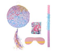 HEMOTON Piñata Boule Disco de Fête en Papier, Kit Anniversaire Complet | Bâton, Bandeau et Confettis, Style Rétro pour Soirée Dansante, Montage Rapide