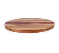 HEMOTON Planche à Découper Ronde en Bois D'acacia Rustique, Multifonctionnelle et Facile à Nettoyer, Légumes, la Cuisine Maison et Service à Table