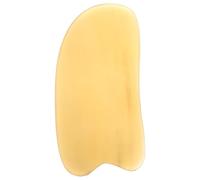 HEMOTON Planche à Gratter Gua Sha en Corne de Bœuf Naturelle Jaune Bords Lisses pour Massage Confortable du Visage et Corps à Domicile Voyage
