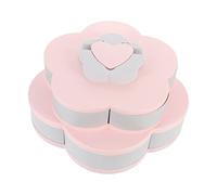 HEMOTON Plateau de Rangement Double Couche de Fleur, Organisateur de Collations Compartimenté, Support Téléphone Intégré, Plastique Rose, Antidérapant, Cuisine et Goûter, Style Aléatoire