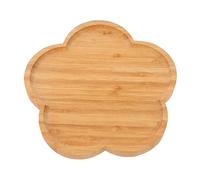 Hemoton Plateau de service en bois en forme de fleur, assiette à dessert, assiette à dîner, assiette à apéritif pour steak, poisson, fruits de mer, cuisson jaune