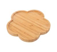 Hemoton Plateau de service en bois en forme de fleur, assiette à dessert, assiette à dîner, assiette à apéritif pour steak, poisson, fruits de mer, cuisson jaune