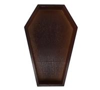 HEMOTON Plateau de Service en Bois Marron de Cercueil, Décor Gothique Élégant pour Fêtes d'halloween, Rangement pour Bonbons et Objets Décoratifs
