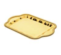 HEMOTON Plateau Décoratif Rectangulaire en Fer Doré avec Miroir Gravé, Style Royal Vintage Élégant pour Buffet et Occasions Diverses, Support Photophore et Service