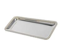HEMOTON Plateau Rectangulaire en Fer Vintage Argenté Multifonction pour Desserts et Bijoux, Décor Artistique pour Table Basse et Organisation Quotidienne