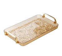 HEMOTON Plateau Rectangulaire en Plastique Or pour Servir Fruits et Boissons, Réutilisable, Design Simple et Élégant, pour Partager Amis en Toutes Occasions