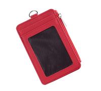 HEMOTON Porte-Badge Vertical Rouge Cuir PU Étui de Protection Multifonction pour Cartes de Crédit Portefeuille Compact et Support Badge Résistant Au Quotidien