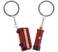 HEMOTON Porte-clés Décoration Polyvalente Forme Bus et Boîte aux Lettres Résistante Rouille Lot de 2 Rétro Rouge en Alliage de Zinc pour Souvenirs Britanniques