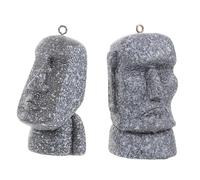 HEMOTON Porte-Clés Statue Réaliste 2Pcs en Plastique Gris, Sculpture en Pierre Miniature Décorative pour Paquet ou Voiture, Figurine de l'Archipel de Pâques 6,5X3,2X2,5 CM