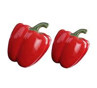 HEMOTON Pot à Thé Décoratif en Céramique Rouge, Lot de 2, Forme Poivron