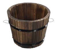 Hemoton Pot de fleurs rond en bois pour extérieur, jardin, maison, décoration de patio Taille M