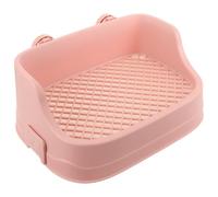 HEMOTON Pot Toilettes pour Animaux de Compagnie, Toilette pour Lapin Carrée en Plastique Rose, Base Filtrante, sans Odeur, pour Cage, Chinchilla et Cochon D’Inde