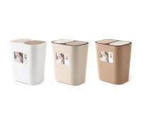 HEMOTON Poubelle Double Couche en Plastique PP Double Compartiment | Séparation Sec et Humide, Grand Orifice, Couvercle Fixe à Bouton Tactile, Beige pour Maison