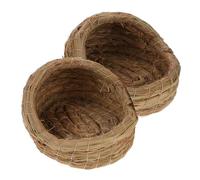 HEMOTON Poulailler Tressé Nid pour Petits Animaux 2 Pièces en Paille Naturelle 15 Cm Nichoir Confortable pour Ponte Poules Litière Poulailler Adapté Élevage