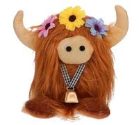 HEMOTON Poupée Vache Highland Peluche Douce et Longue Corne Décoration Ferme Apaisante pour Chambre Adolescents Coussin Confort et Câlin