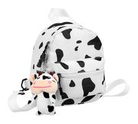 HEMOTON Sac à Dos Adorable en Toile Blanche pour Femme, Style Motif Vache | Léger, Multiples Compartiments, Accès Facile, Usage Quotidien, École, Yoga, Café du Matin