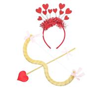 HEMOTON Set Cosplay Cupidon avec Arc et Flèche Dorés Serre-tête Cœur Valentine Accessoire Déguisement Femme pour Fêtes et Soirées à Thème