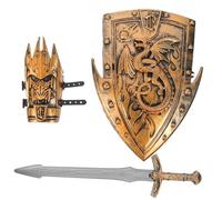 HEMOTON Set de Cosplay Garçon Fille Ensemble de Protection et Légères Kit de Rôle avec et Bouclier pour Garçon Fille Accessoires de Déguisement Chevalier Viking