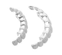 HEMOTON Set de Dents Grills Argentés Bling Rhinestone Accessoire Hip Hop Rapper Jewelry pour Hommes Femmes Décoration Cosplay Fête avec Couverture Complète Étincelante