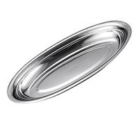 Hemoton Sizzle Plateau de service ovale en acier inoxydable pour cuisson à la vapeur du poisson, dessert, viande, sushis, 30,5 cm