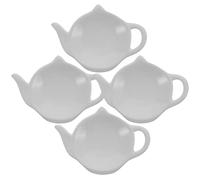 HEMOTON sous-Verres pour Sachets De Thé 4 Pièces Porte-Sachet De Thé en Forme De Théière pour Sachet De Thé Usagé Plateau À Sachets De Thé en Céramique Repose-Cuillère Plat