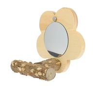 HEMOTON Stand de Miroir Perroquet entraînement Perche Perchoir Corde Perroquet Cage à Oiseaux Jouets Perroquet pour perchoir à Oiseaux Grand Perroquet en Bois Khaki